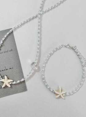 蓝色设计感小众甜美串珠S925纯银