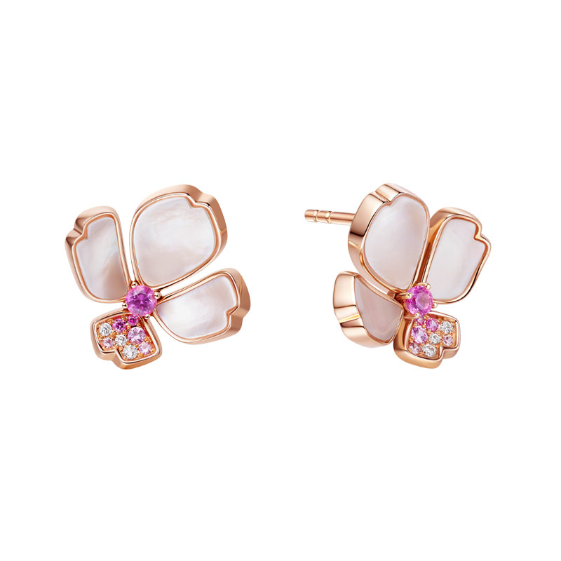 CC卡美珠宝东方幸趣系列 吉叶18K金钻石宝石耳饰高级珠宝官方正品