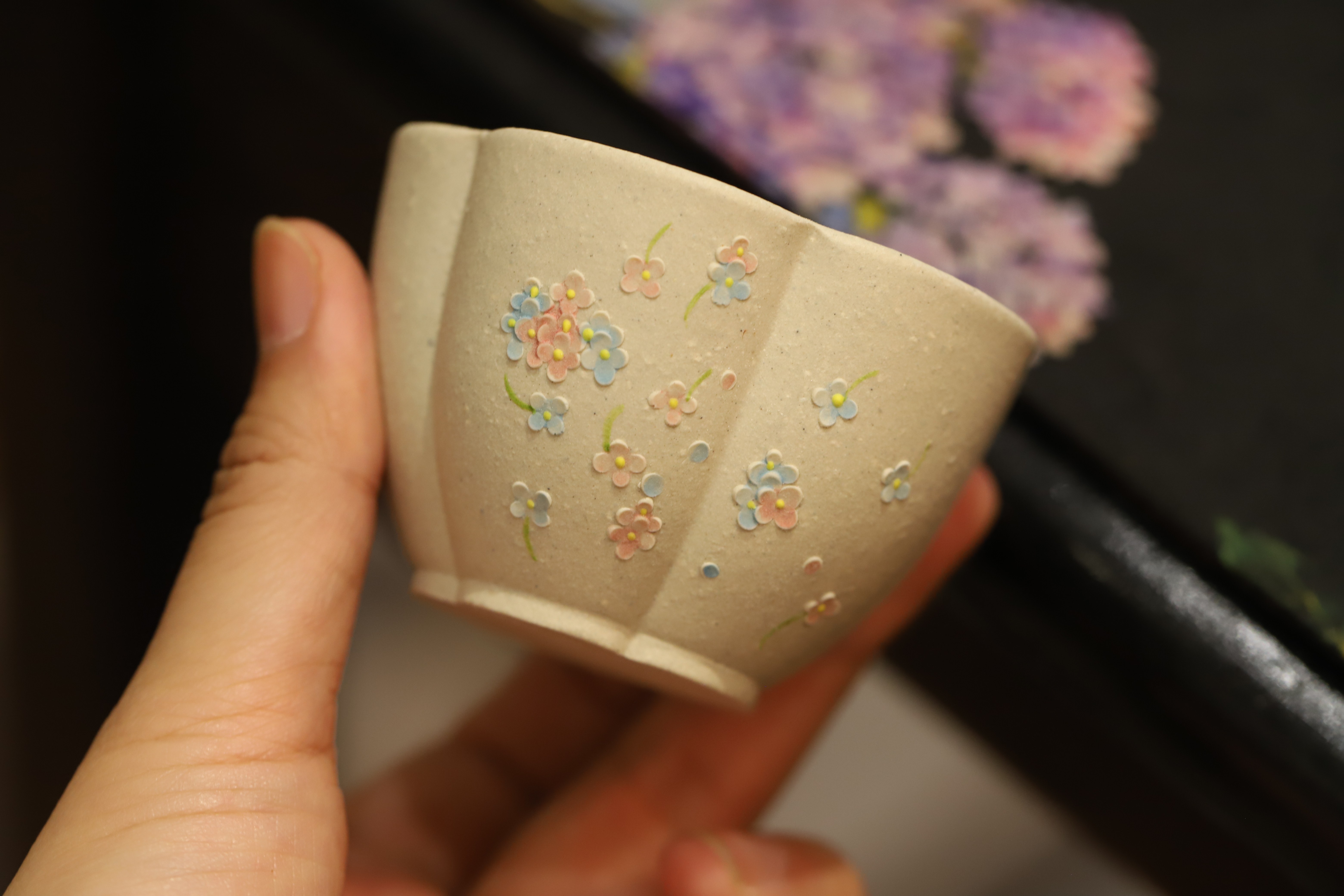 糖花花口杯 白玉段泥制作 容量80ml