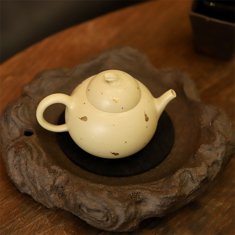 既白茶器 它只是浮云 紫砂手工壶承干泡台 古铜泥制作 可以储水