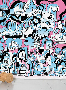 法国Moustache My world pink and blue蓝色粉色世界墙纸壁纸进口