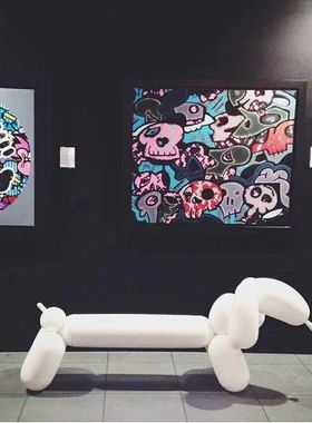 荷兰别墅摆件贵妇犬长凳