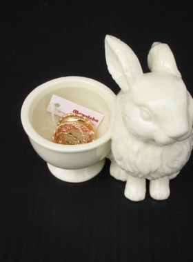 德國品牌Kromer小白兔子手飾配件陶瓷私物首飾托盤