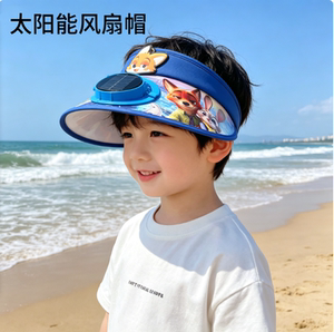 太阳能儿童防晒遮阳帽男女童帽子男宝宝太阳帽女孩子夏空顶风扇帽