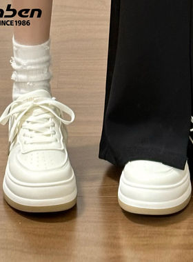 人本小白鞋女鞋夏季新款经典潮流百搭增高板鞋透气运动鞋女休闲鞋