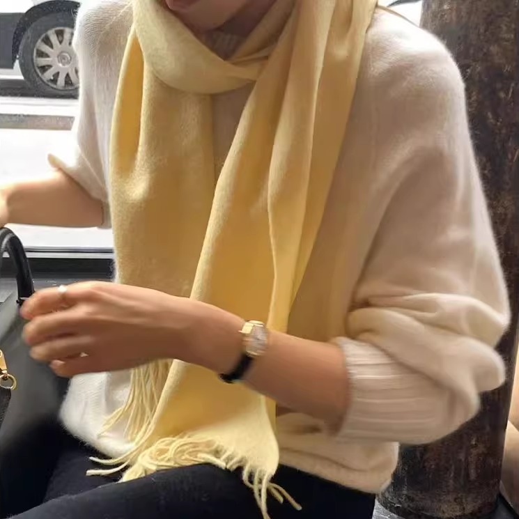 羊绒流苏保暖长条大围巾围脖披肩