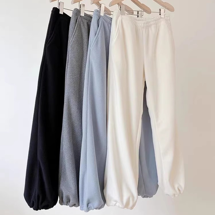 加绒休闲裤加厚保暖直筒宽松卫裤