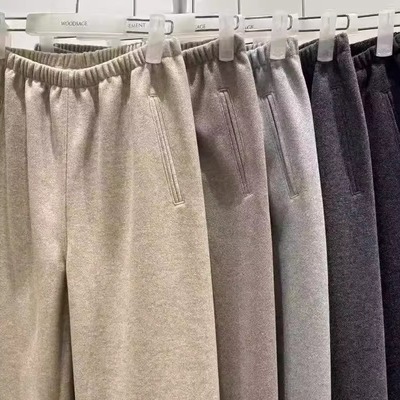 百搭毛呢保暖休闲裤女松紧腰长裤