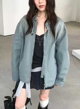 复古长袖牛仔外套女百搭显瘦夹克