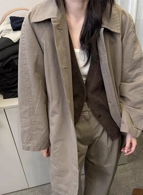 代工厂！At the bagel韩国25秋季气质优雅老钱风外套女中长款风衣