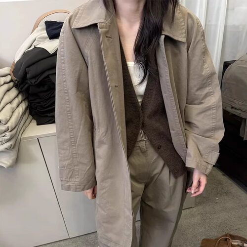 气质优雅老钱风外套女中长款风衣