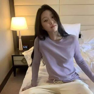 代工厂！mohhe韩国2026春装简约百搭打底衫圆领内搭长袖T恤上衣女