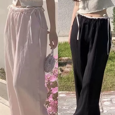 Vegetable韩国拼接蝴蝶结长裤