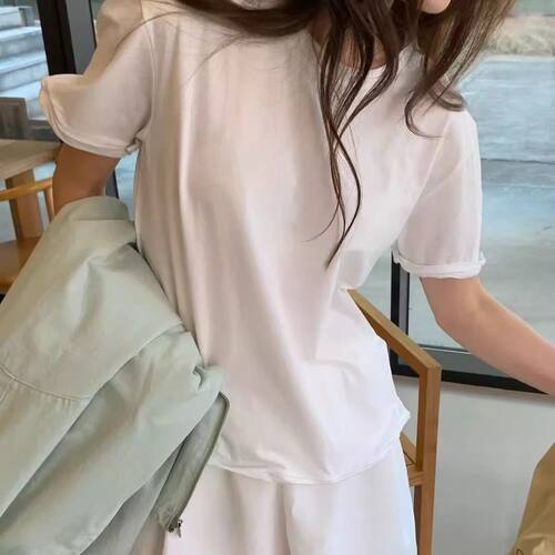韩系简约百搭休闲短袖T恤女上衣