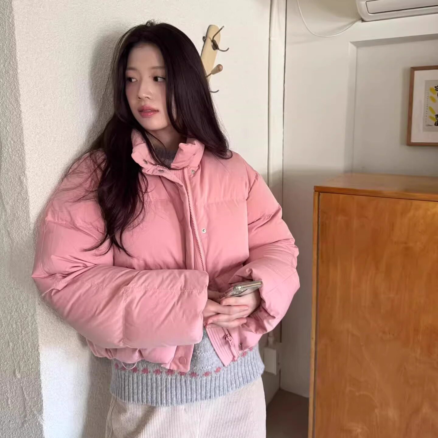 白鸭绒羽绒服小个子面包服外套女