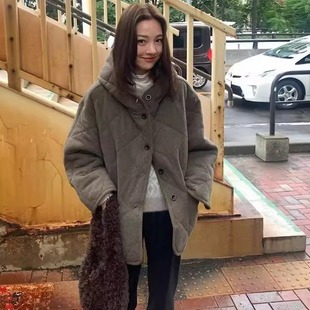 天花板！UNDERSON2025冬新款韩系连帽菱格棉服女保暖加厚棉衣外套