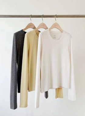 代工厂！韩国ounce2025冬季新款磨毛加绒内搭打底衫女长袖T恤上衣