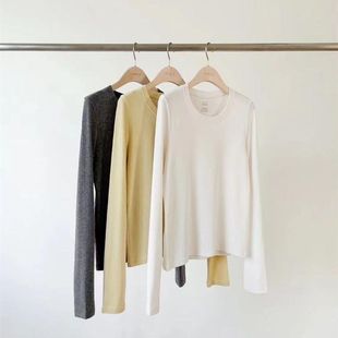 女长袖 代工厂 磨毛加绒内搭打底衫 新款 T恤上衣 韩国ounce2025冬季