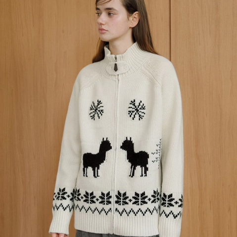 代工厂！韩国CHATDELAMA2025冬新款北欧风拉链针织开衫女长袖毛衣,女装/女士精品,毛衣,淘宝优惠券,粉丝福利购,淘宝优惠卷