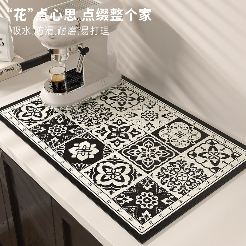法式高级感咖啡机垫厨房台面沥水垫洗碗洗手台硅藻泥吸水茶几杯垫