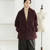 外套冬新款 SILVIYE高奢100%纯山羊绒长拉绒大衣翻领 奢级皮草