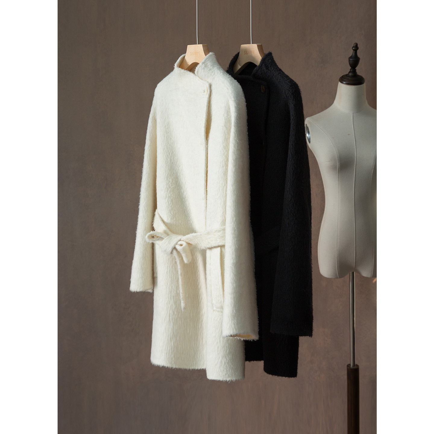 一丝牵苏丽羊驼绒双面呢子大衣女中长款设计感宽松气质羊毛外套冬