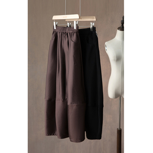 一丝牵丝毛半裙裙桑蚕丝羊毛花苞裙松紧腰半身裙梨型身材遮肉显瘦