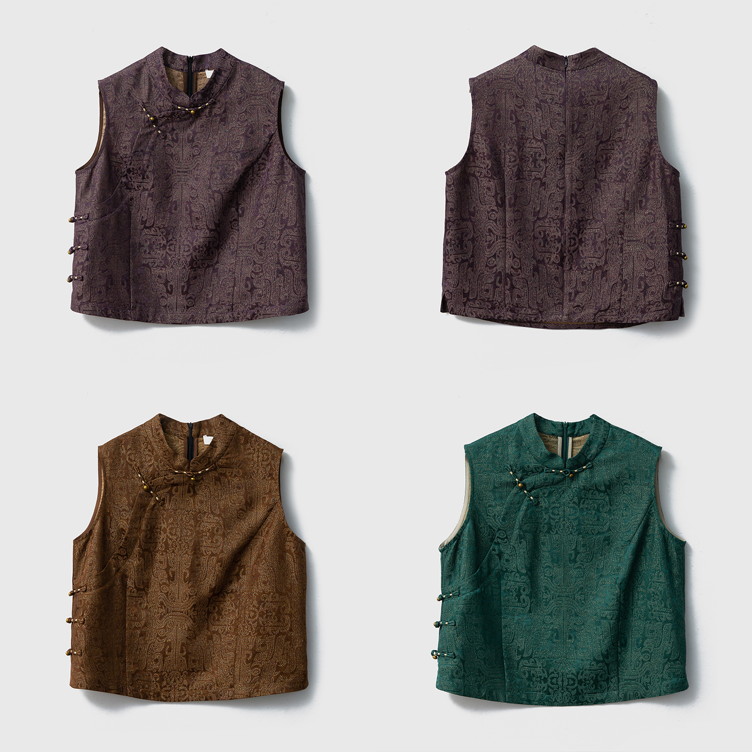 高定 真丝香云纱花萝国风短袖T恤女100%桑蚕丝提花圆领宽松上衣秋