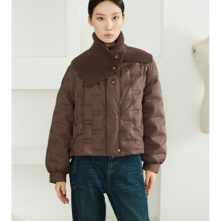 高定 波兰进口科鲁达95白鹅绒轻薄对贴拼毛织领鹅绒服加厚羽绒服