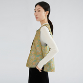 一丝牵轻奢真丝宋锦100%桑蚕丝新中式 马甲女国风宽松圆领坎肩春秋