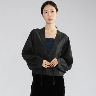 龟裂纹开衫 上衣防晒外套 真丝香云纱茶服全桑蚕丝国风新中式 高定