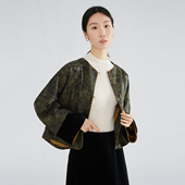 一丝牵重缎皮子50姆米鎏金蝴蝶香云纱国风真丝外套100%桑蚕丝上衣