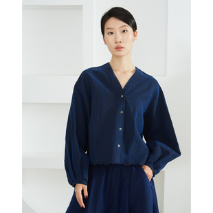 高定 衬衣外套上衣女春 100%桑蚕丝波浪纹刺绣香云纱龟纹真丝长袖