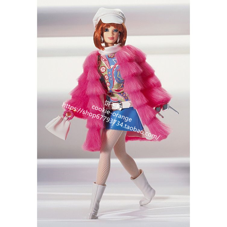 发 Barbie Groovy 60 s 2000 60年代时尚潮流皮草芭比娃娃