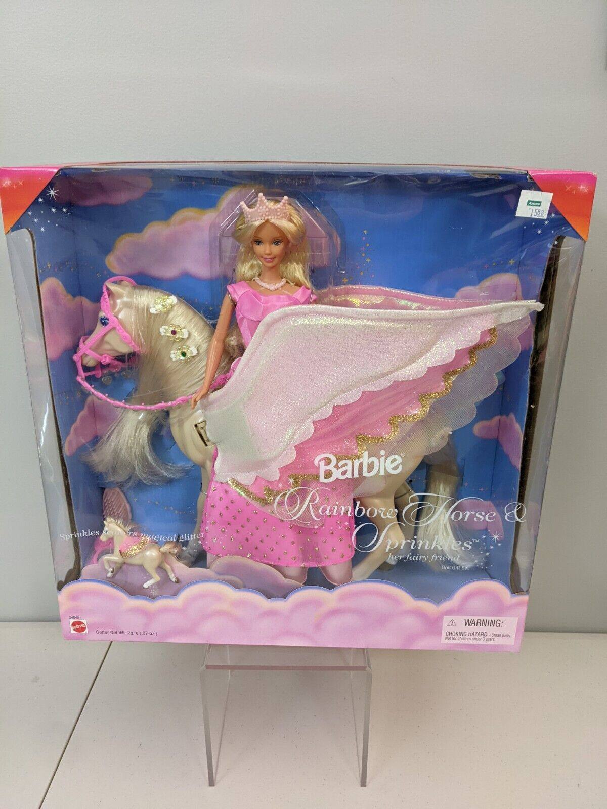 发 barbie rainbow horse sprinkles 2000 彩虹公主芭比娃娃飞马