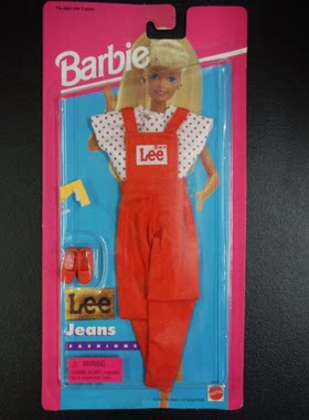 发 Barbie Lee Jean Fashions 68307 1995芭比娃娃红色牛仔裤衣服