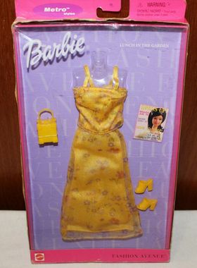 发 Barbie Fashion Avenue 25701 2002 芭比衣服配件黄色连衣裙