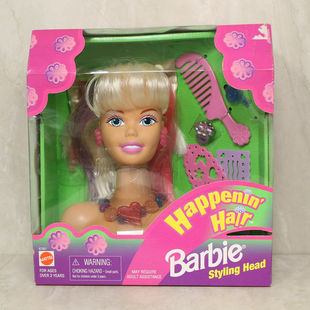 预 Barbie Happenin Hair Styling Head 1998 大头芭比娃娃