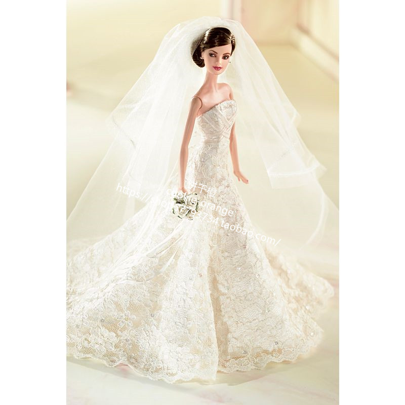 发 Barbie Carolina Herrera Bride 2005 卡洛琳新娘芭比 铂金标