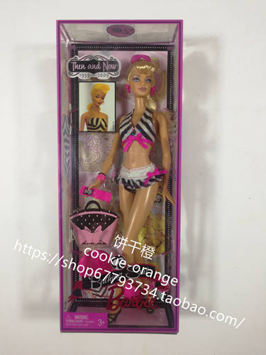 发 Barbie Then and Now Bathing Suit 2009 泳装超模 黑标