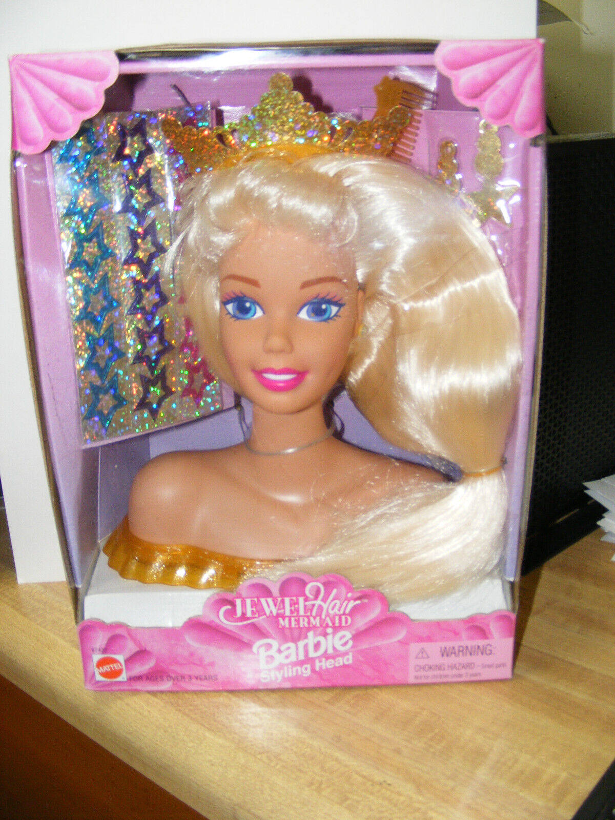 发Barbie Jewel Hair Mermaid Styling Head 1995大头长发芭比娃