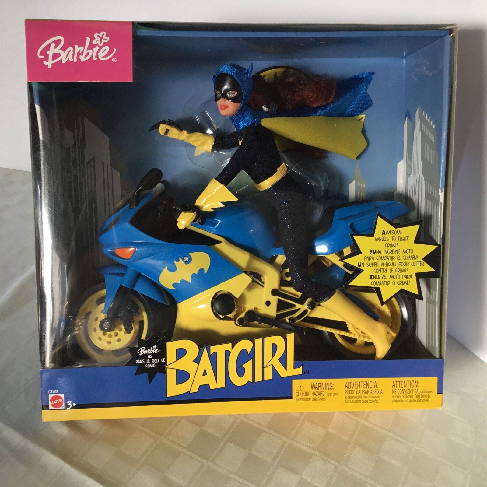 发 Barbie Batgirl Batcycle 2004 女蝙蝠侠芭比娃娃 带车