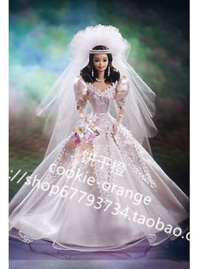 发 Barbie Blushing Orchid Bride 1996 陶瓷粉红兰花新娘芭比