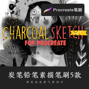 procreate炭笔铅笔素描笔刷5款iPad大师级画板文艺清新可爱草图