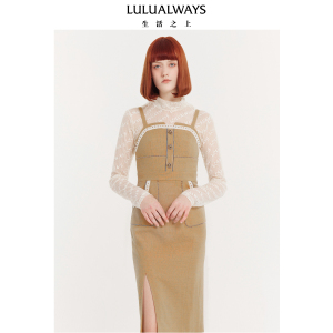 LULUALWAYS我爱露露新款时尚气质开衩中长款吊带连衣裙