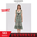 法式 LULUALWAYS 新款 25夏季 甜美气质温柔风方领连衣裙 商场同款