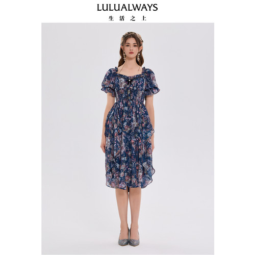 LULUALWAYS我爱露露法式浪漫田园风灵动飘逸收腰连衣裙
