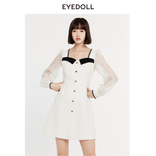 EYEDOLL新款航海气质优雅温柔小香风短款连衣裙