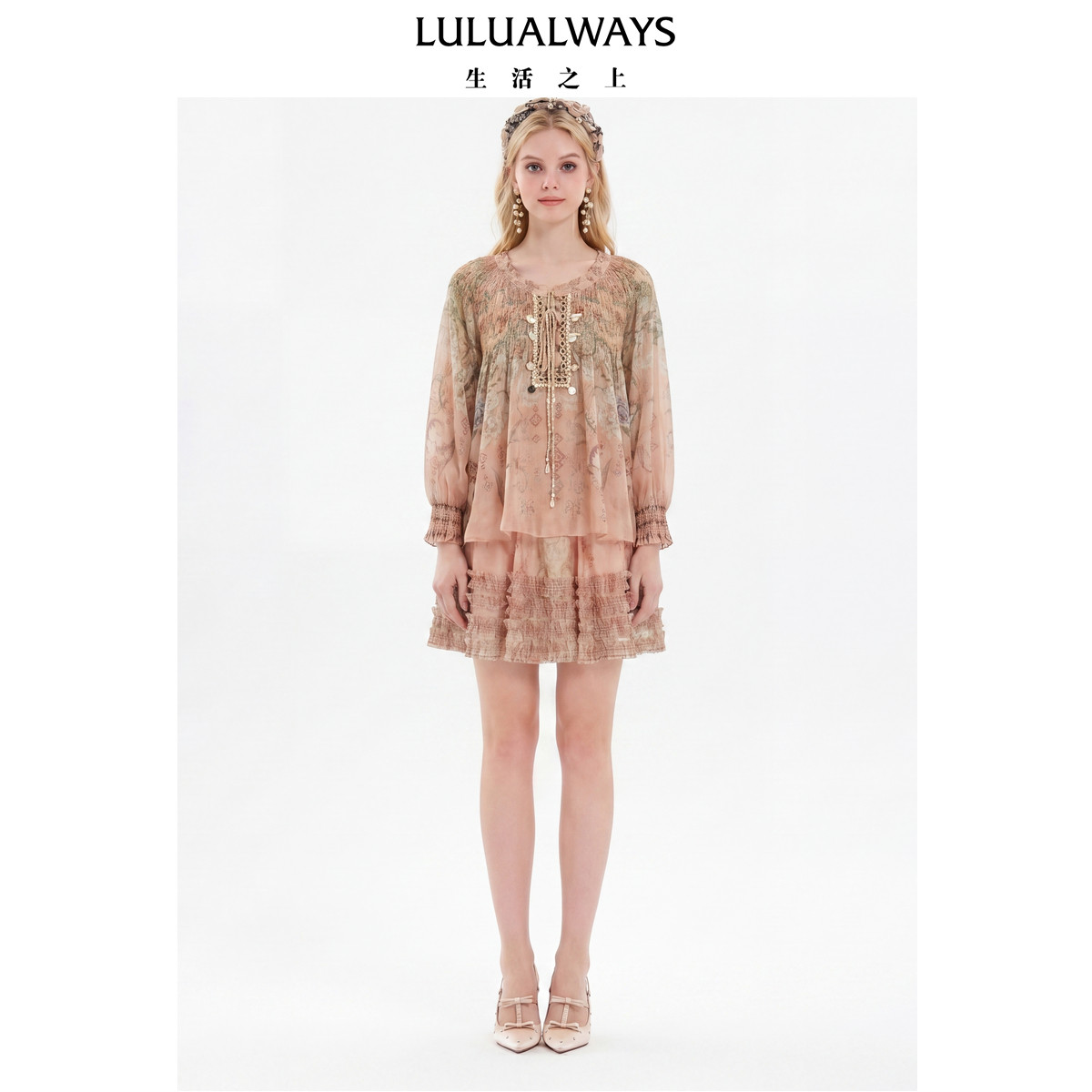 LULUALWAYS【商场同款】26夏季新款波西米亚度假风宽松欧根纱上衣
