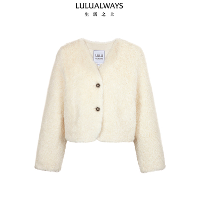 LULUALWAYS我爱露露25冬季新款气质甜美温柔可爱毛绒保暖短款外套